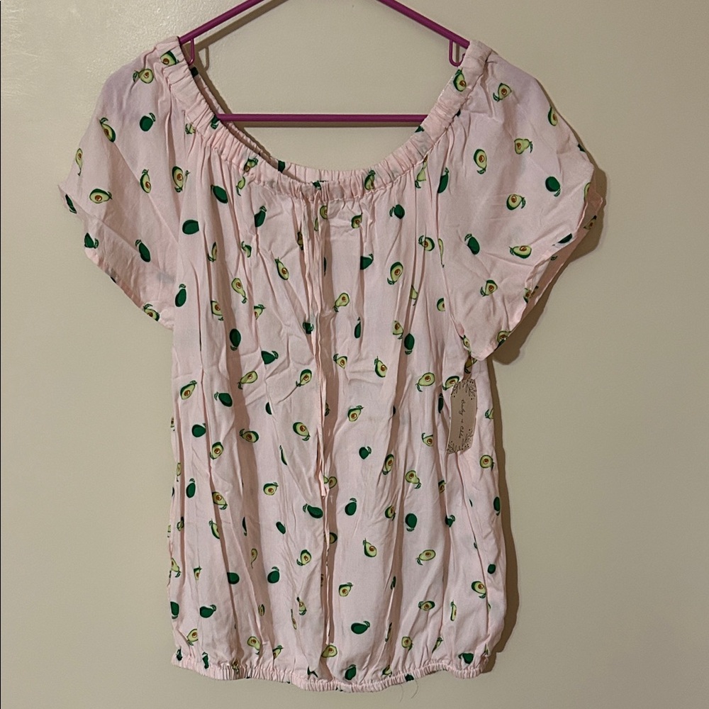 Bailey & Chloe Avocado Pink Blouse W/ Elastic Waist and Neckline Size Large  NWT